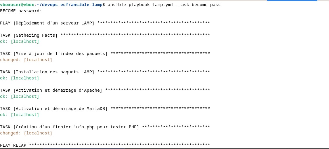 Exécution du playbook Ansible (partie 2)